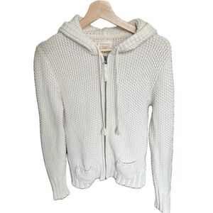 OLD NAVY Women's Hooded cream Long Sleeve Waffle Knit Zip Cardigan Sweater. Sz:S